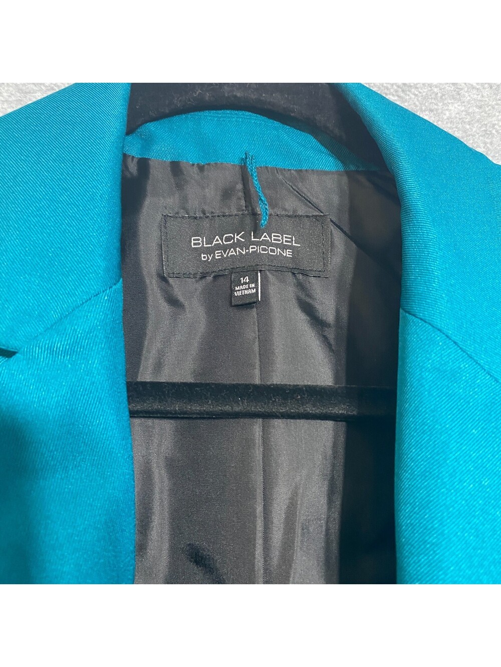 Black Label by Evan Picone Blazer Womens 14 Teal 3 Button Career Jacket - Picture 5 of 7